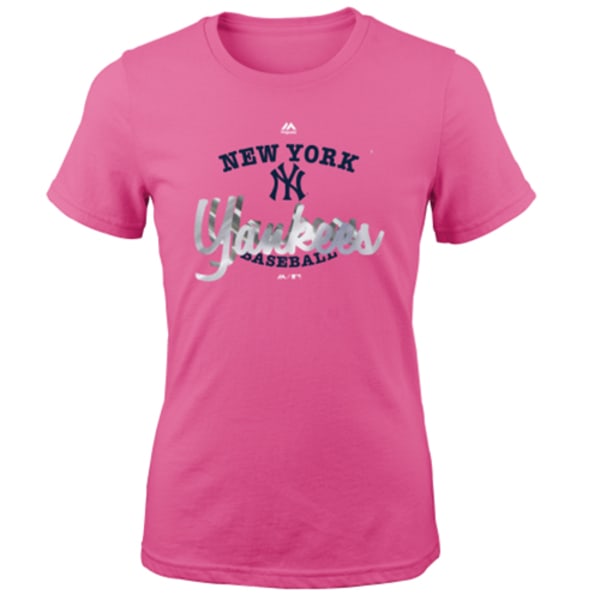 NEW YORK YANKEES Girls' Pink Overlap Short-Sleeve Tee