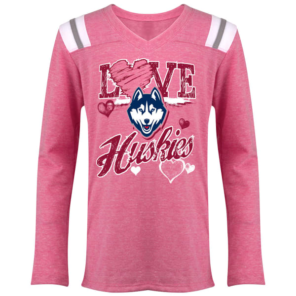 UCONN HUSKIES Girls' Pieced Long Sleeve V-Neck Tee