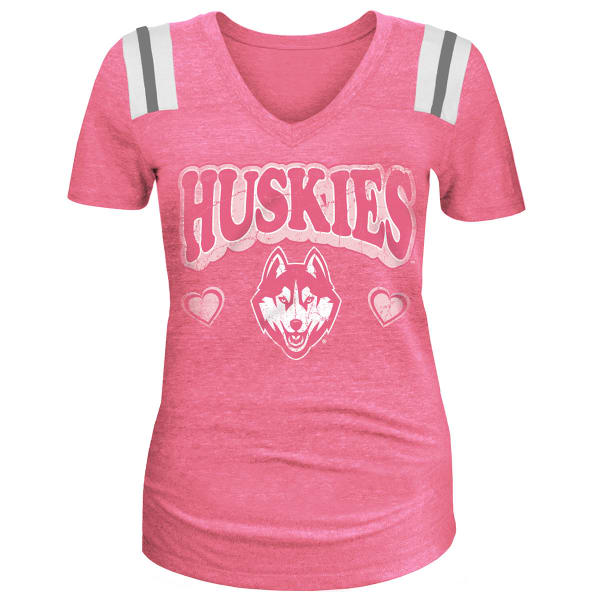 UCONN HUSKIES Girls' Short-Sleeve Pieced V-Neck Tee