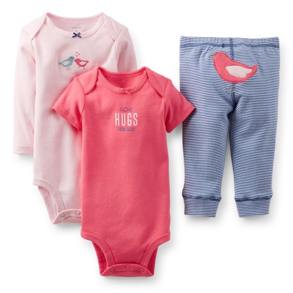 CARTER'S Infant Girls' Bodysuit and Pant Set, 3-Piece