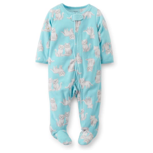 CARTER'S Infant Girls' Kitty Print Fleece Sleep and Play, Turquoise