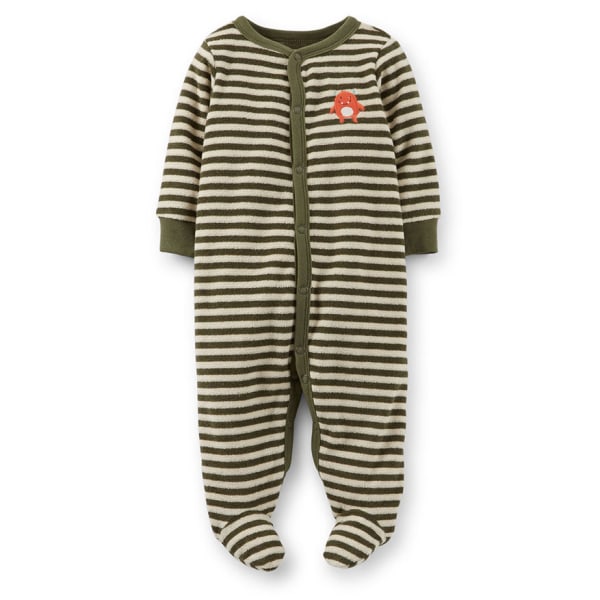 CARTER'S Infant Boys' Terry Snap-Up Sleep and Play, Olive Striped