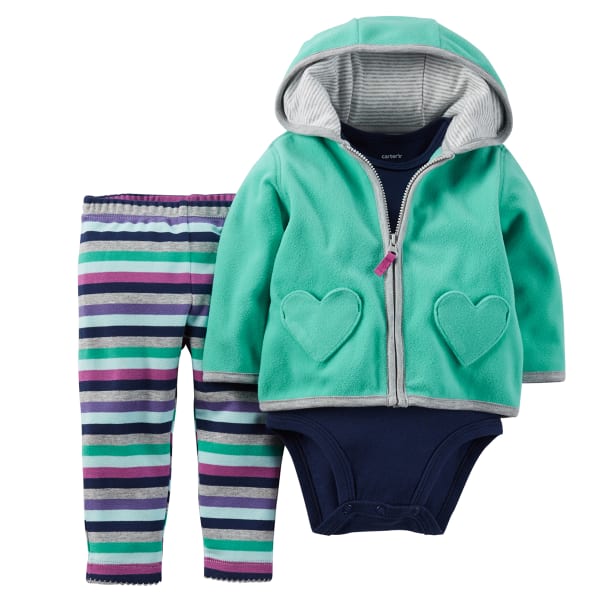 CARTER'S Girl's 3-Piece Hoodie W/ Striped Pants