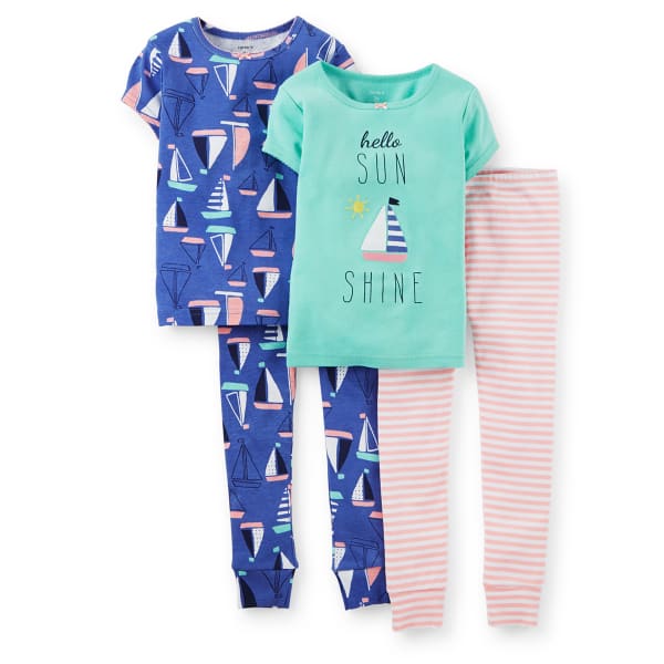 CARTER'S Infant Girls' 4-Piece Sunshine Sailboat Pajama Set