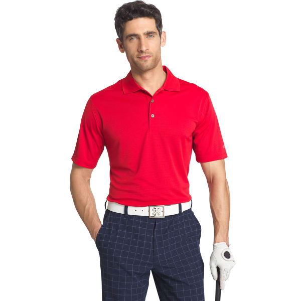 IZOD Men's Golf Poly Solid Grid Polo