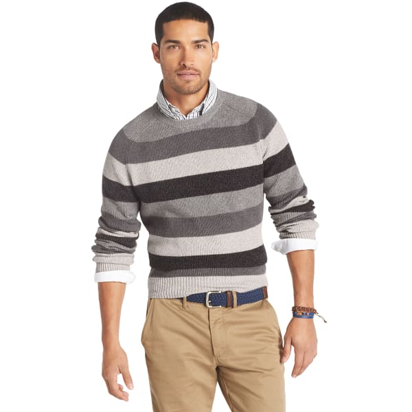 IZOD Men's Striped Shaker Crewneck Sweater