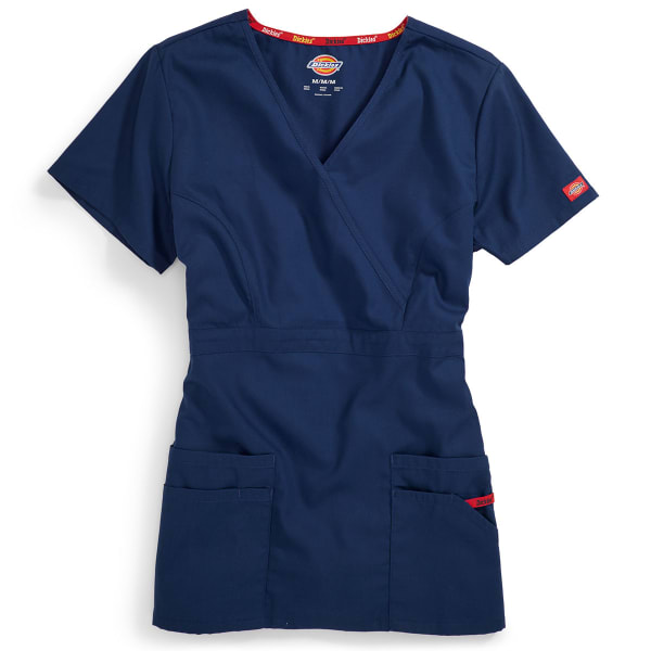 DICKIES Juniors' Everyday Scrubs Signature Mock Wrap Top