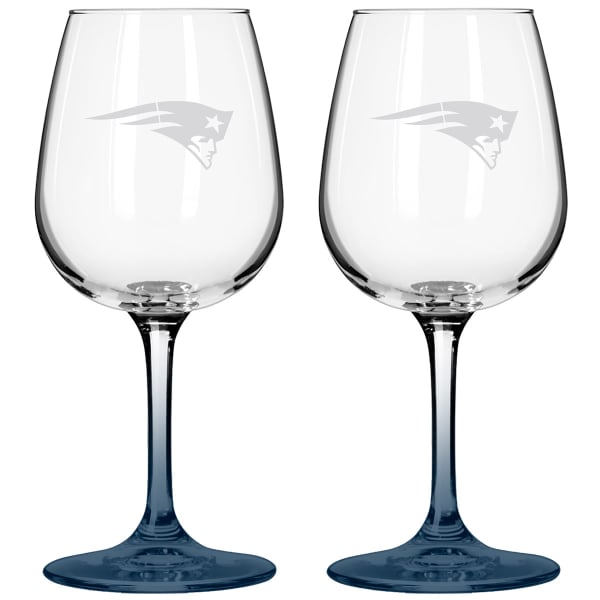 NEW ENGLAND PATRIOTS Satin Etched Wine Glasses, Set of 2