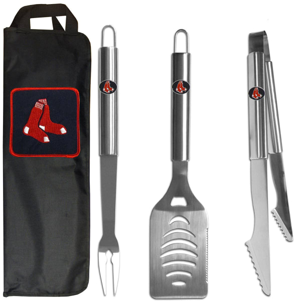 BOSTON RED SOX Three-Piece Stainless-Steel BBQ Set