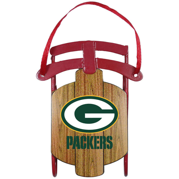 GREEN BAY PACKERS Metal Sled Ornament