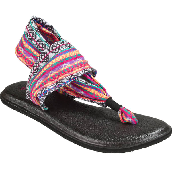 SANUK Women's Yoga Sling 2 Flip-Flops, Magenta/Multi Stripe