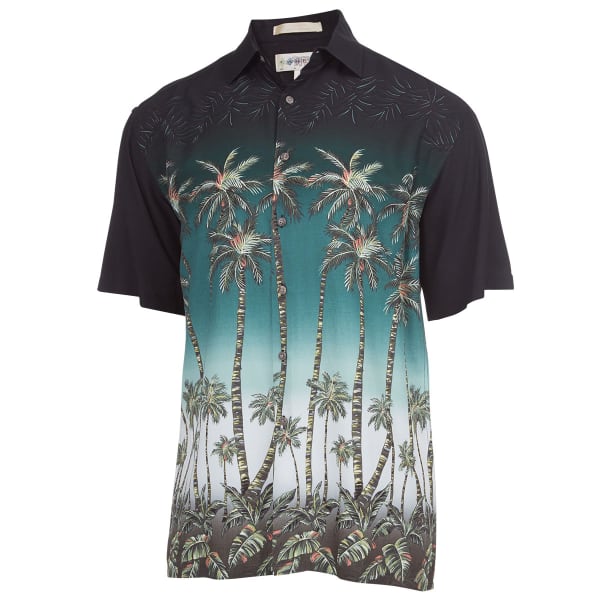 CAMPIA MODA Men's Tropical Palm Tree Short-Sleeve Woven Shirt