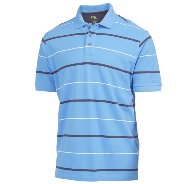 BCC KHAKI Men's Nautical Stripe Pique Polo