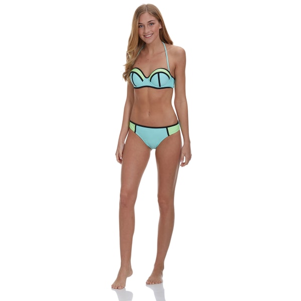 IN MOCEAN Juniors' Neon Colorblock Push-Up Bikini Top