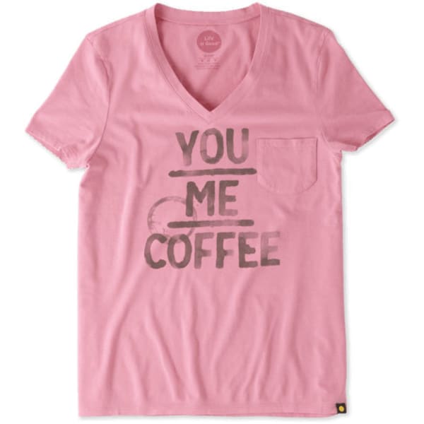 LIFE IS GOOD Women's You Me Coffee Pocket Sleep V-Neck Tee