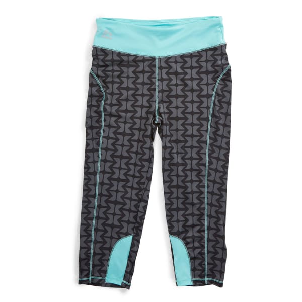 RBX Girl's Solid Waistband All Over Print Capris