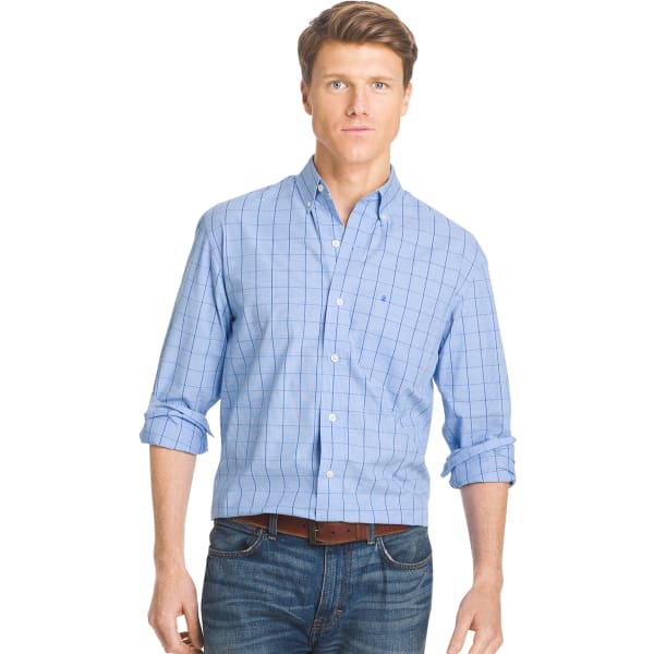 IZOD Men's Essential Windowpane Plaid Shirt