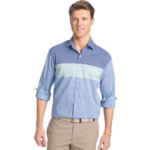 IZOD Men's Color-Block Gingham Shirt