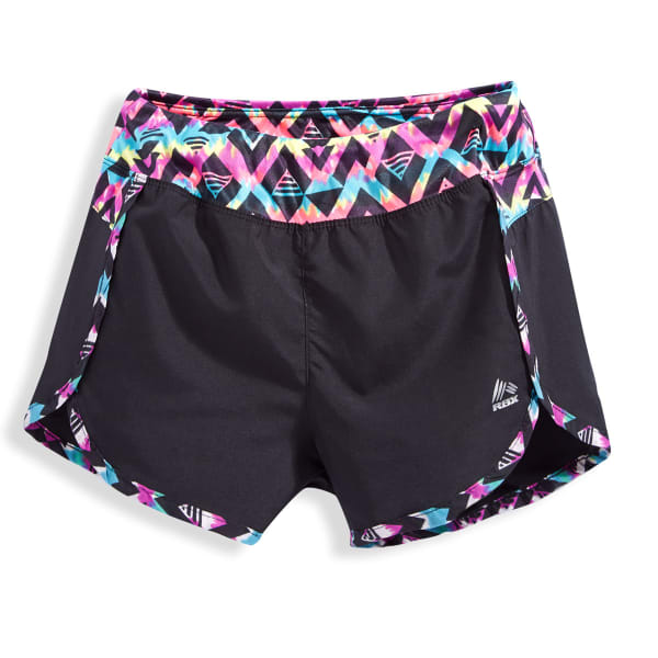 RBX Girls' Solid Print Panel Tempo Shorts