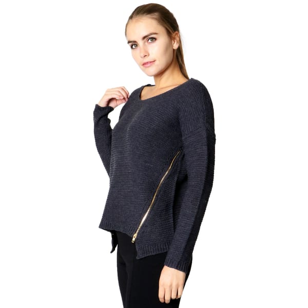 ZENANA Juniors' Zipper Detail Sweater