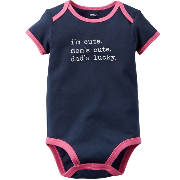 CARTER'S Infant Girls' Short-Sleeve "I'm Cute, Mom's Cute" Slogan Bodysuit