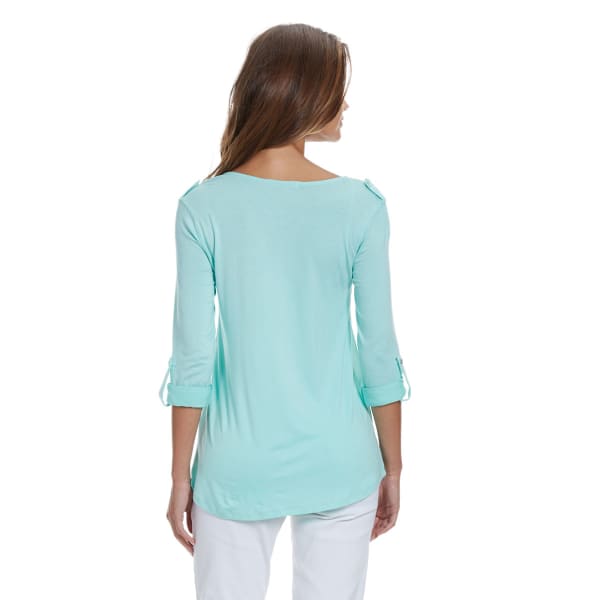 FEMME Women's ¾ Sleeve Pocket Front Blouse