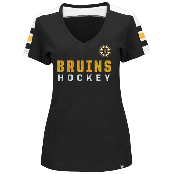 BOSTON BRUINS Women's Goal Cage Short Sleeve V-neck Tee