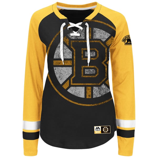 BOSTON BRUINS Women's Hip Check Lace Up Long Sleeve Tee