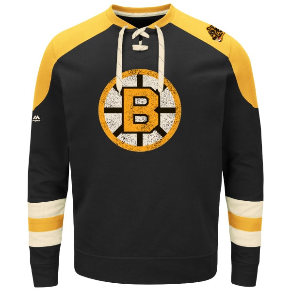 BOSTON BRUINS Men's Vintage Centre Lace-Up Crewneck Pullover