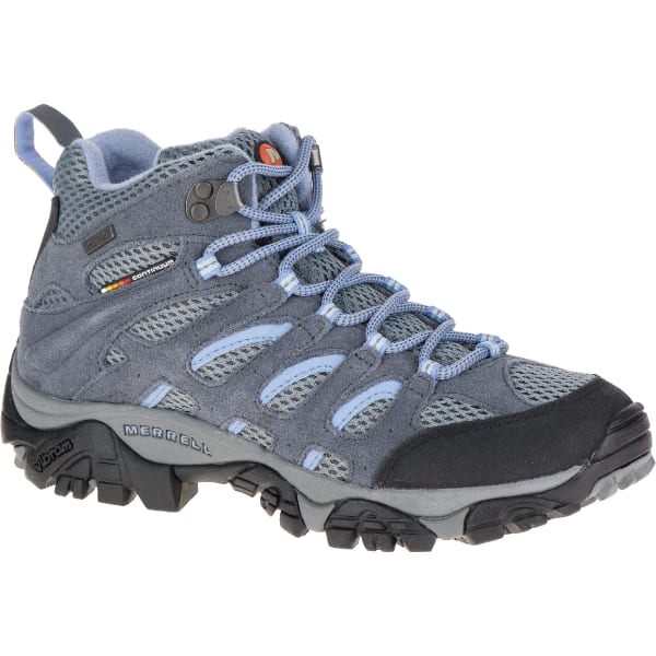 MERRELL Women's Moab Mid Waterproof Shoe, Grey/Periwinkle, Wide