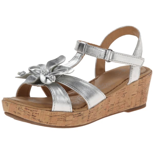 BOC Girls' Bayberry Silver Flower Sandals