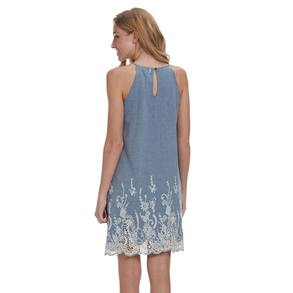 TAYLOR & SAGE Juniors' Chambray High-Neck Dress