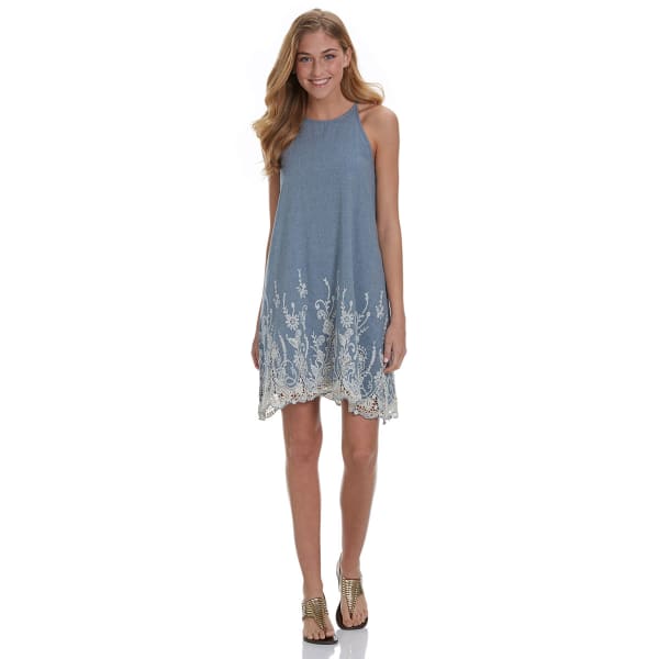 TAYLOR & SAGE Juniors' Chambray High-Neck Dress