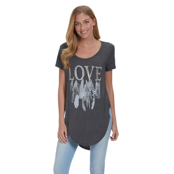 REBELLIOUS.ONE Juniors' Love Feather Graphic Tee