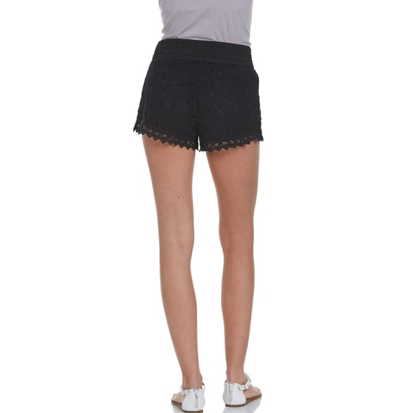 AMBIANCE APPAREL Juniors' Elastic Waist Lace Shorts