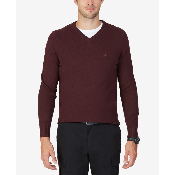 NAUTICA Men's Solid V-neck Sweater