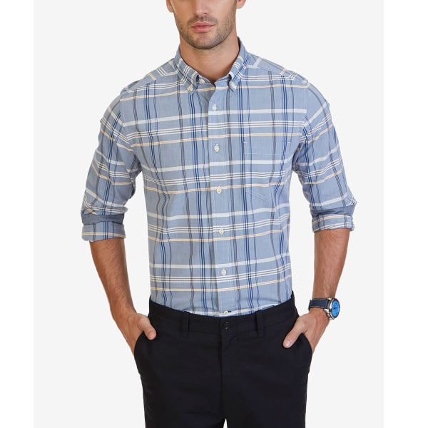 NAUTICA Men's Long Sleeve Woven Plaid Shirt