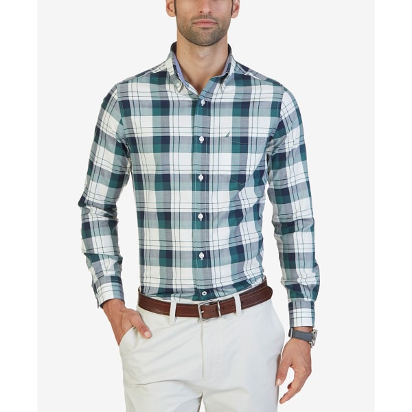 NAUTICA Men's Herringbone Woven Long-Sleeve Shirt