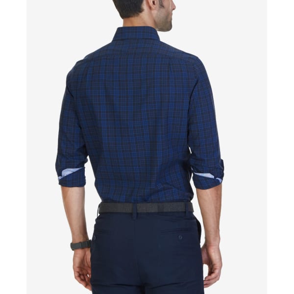 NAUTICA Men's Estate Mini Plaid Woven Long-Sleeve Shirt