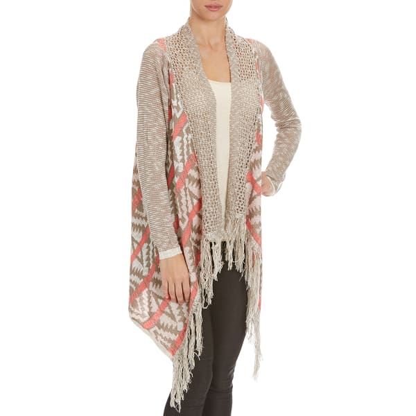 BY DESIGN Women's Aztec Fringe Open Cardigan