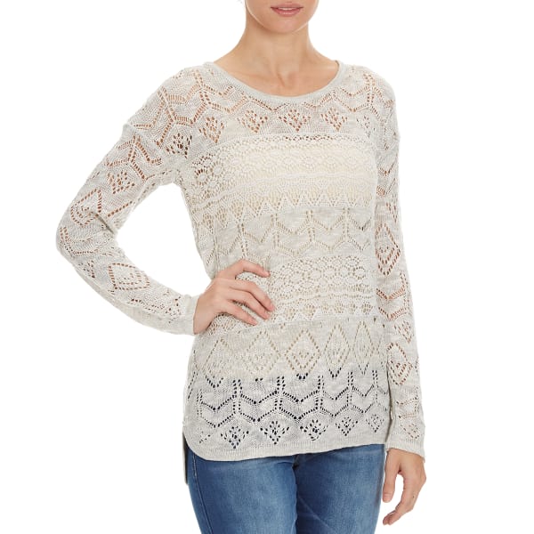 BY DESIGN Women's Pointelle Crochet Pullover