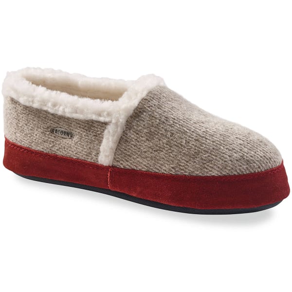 ACORN Women's Moc Slippers, Grey Ragg Wool