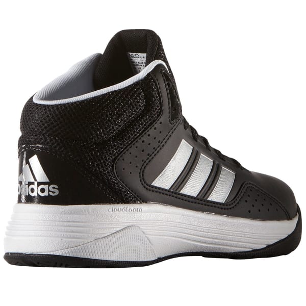 ADIDAS Boys' Cloudfoam Ilation Mid Basketball Shoes, Black/Silver/White