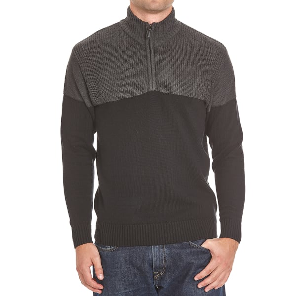 TRICOT ST. RAPHAEL Men's Shaker Color-Block 1/4 Zip Sherpa-Lined Sweater