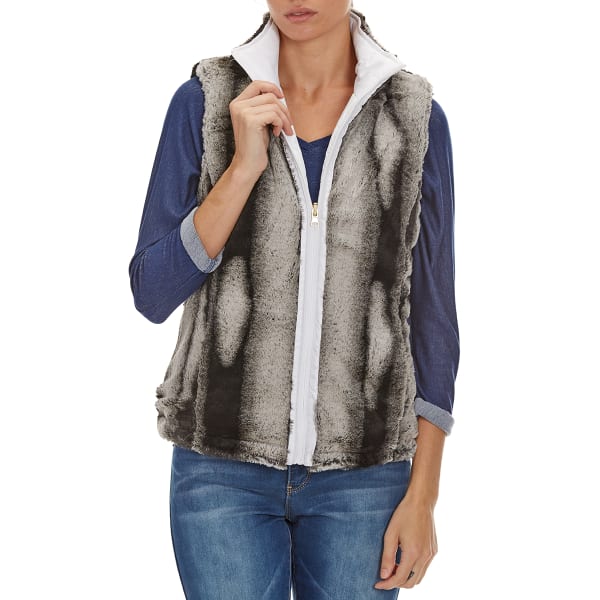 KC COLLECTIONS Women's Chinchilla Reversible Fur Vest