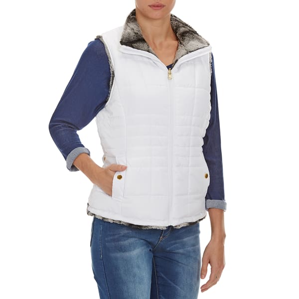 KC COLLECTIONS Women's Chinchilla Reversible Fur Vest