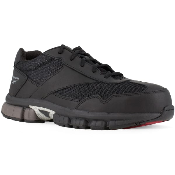 REEBOK WORK Men's Ketia Composite Toe Cross Trainer Shoes, Black/ Silver, Medium Width