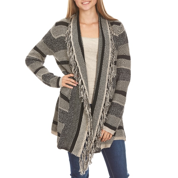 BY DESIGN Women's Striped Fringe Cardigan