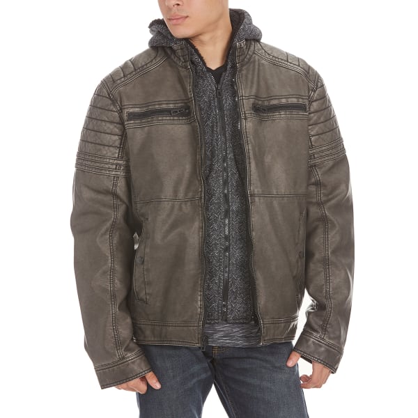 DISTORION Guys' Moto Pleather Zippered Jacket