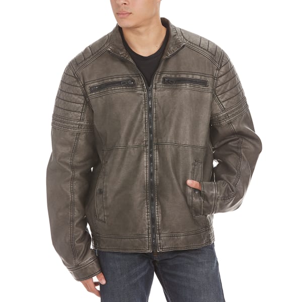 DISTORION Guys' Moto Pleather Zippered Jacket